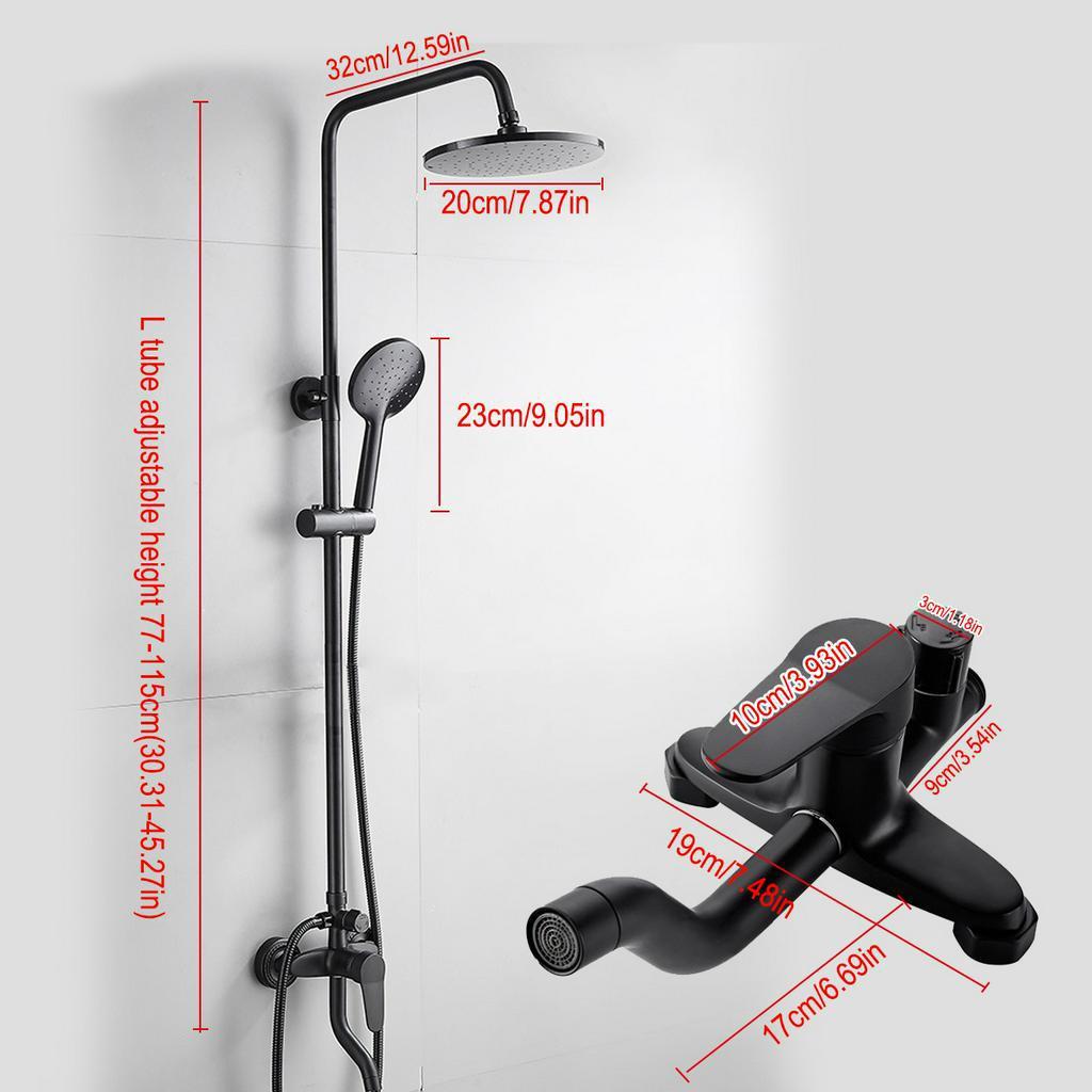 Brass Shower Set Multifunctional Thermostatic Shower Frosted Bathroom Faucets Bath Mixer Shower System Black