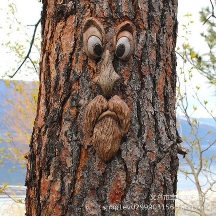 

New Garden Decoration Resin Crafts Bark Face Tree Monster Feature Ornament Outdoor Creative Ornament