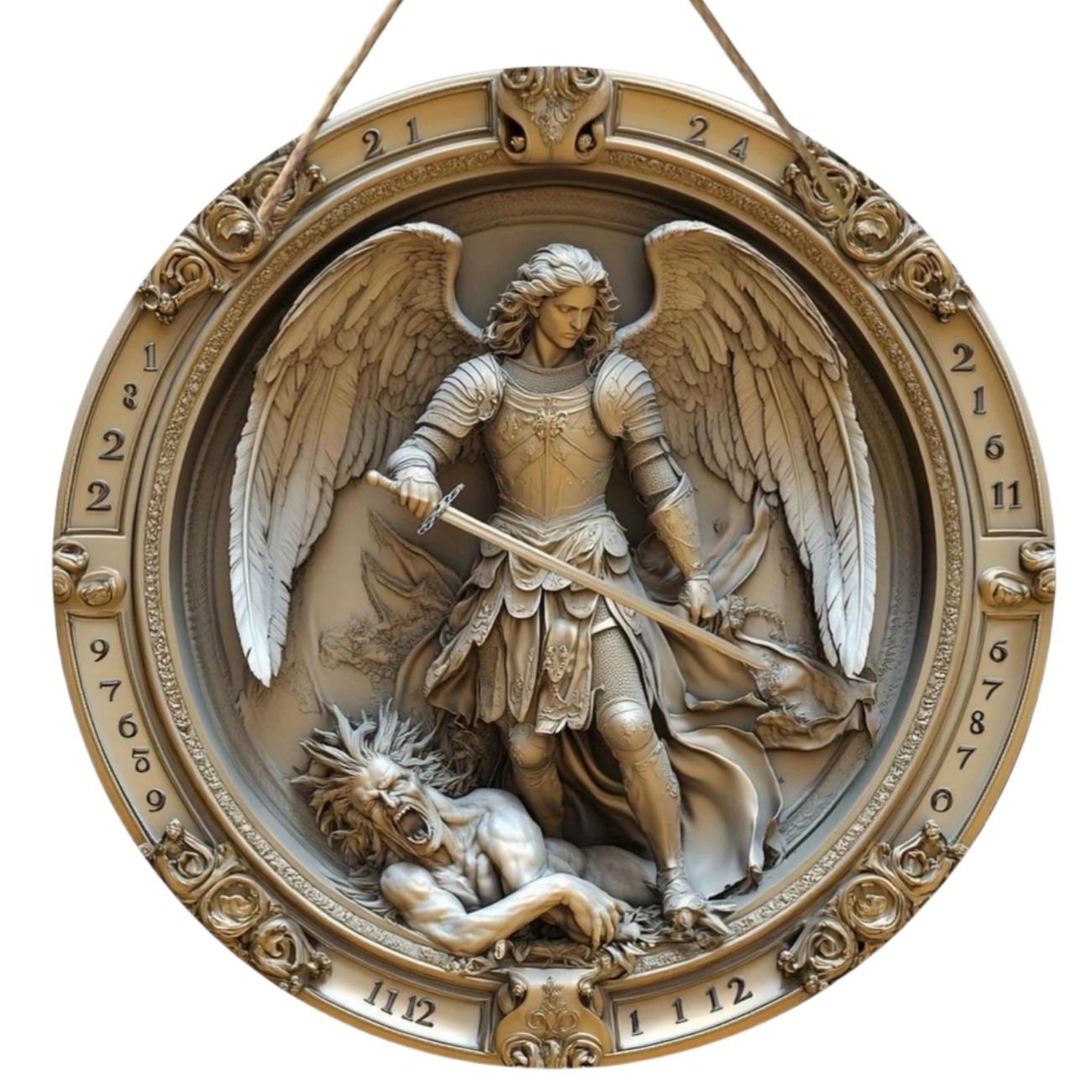 

2D Angel Circular Wooden Sign, Religious Theme, Suitable for Home, Office, Garage, Garden, Porch, Festival Decoration, Gifts Round 20X20CM