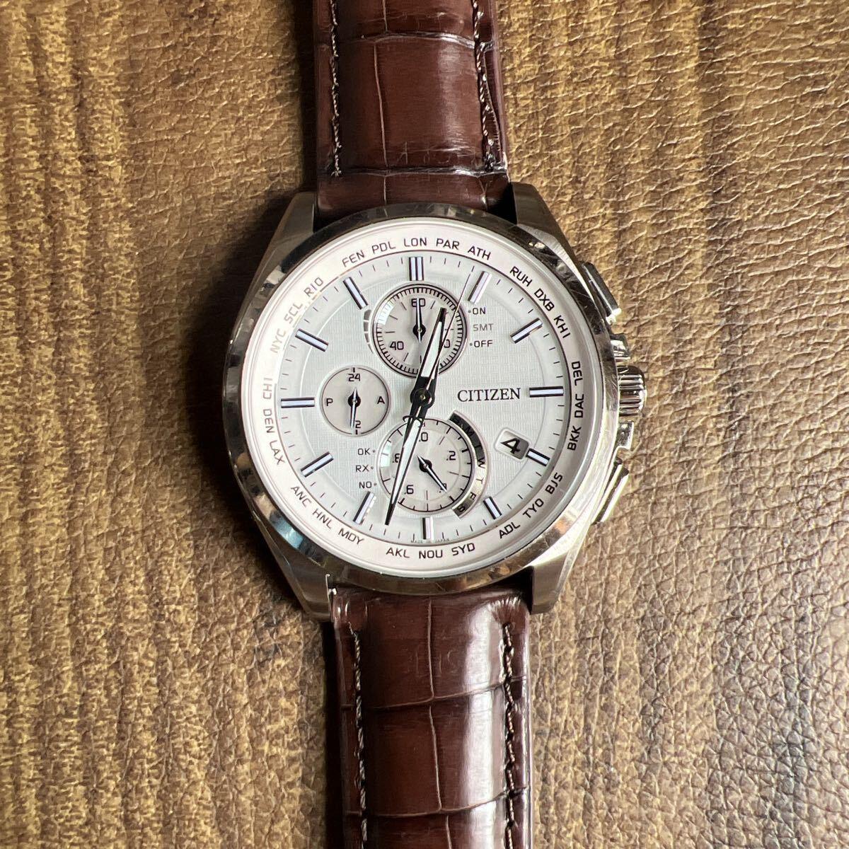 Used CITIZEN Citizen ATESSA Eco Drive Radio Solar Operating Item AT8040-57A Men s Watch