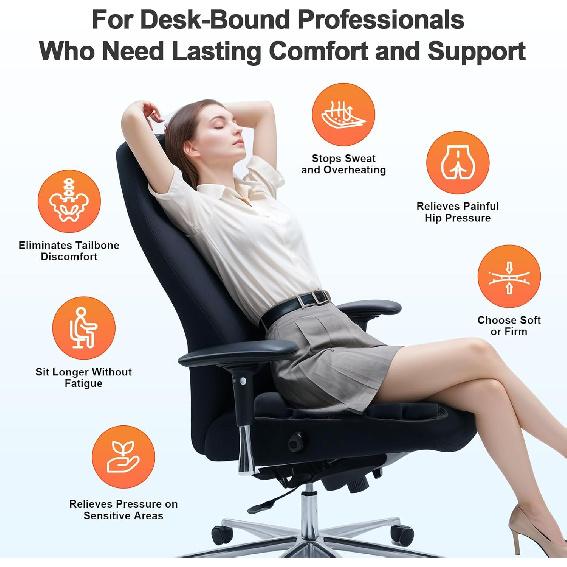 Travel Seat Cushion, Comfortable 3D Inflatable Seat Cushion For Hemorrhoid And Tailbone Pain Relief, Optimal Support For Long Sitting In Car, Air