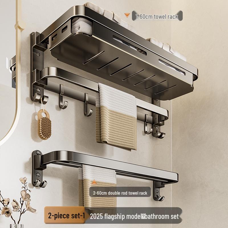 Wandmontierter, faltbarer Badezimmer-Handtuchhalter ohne Bohren