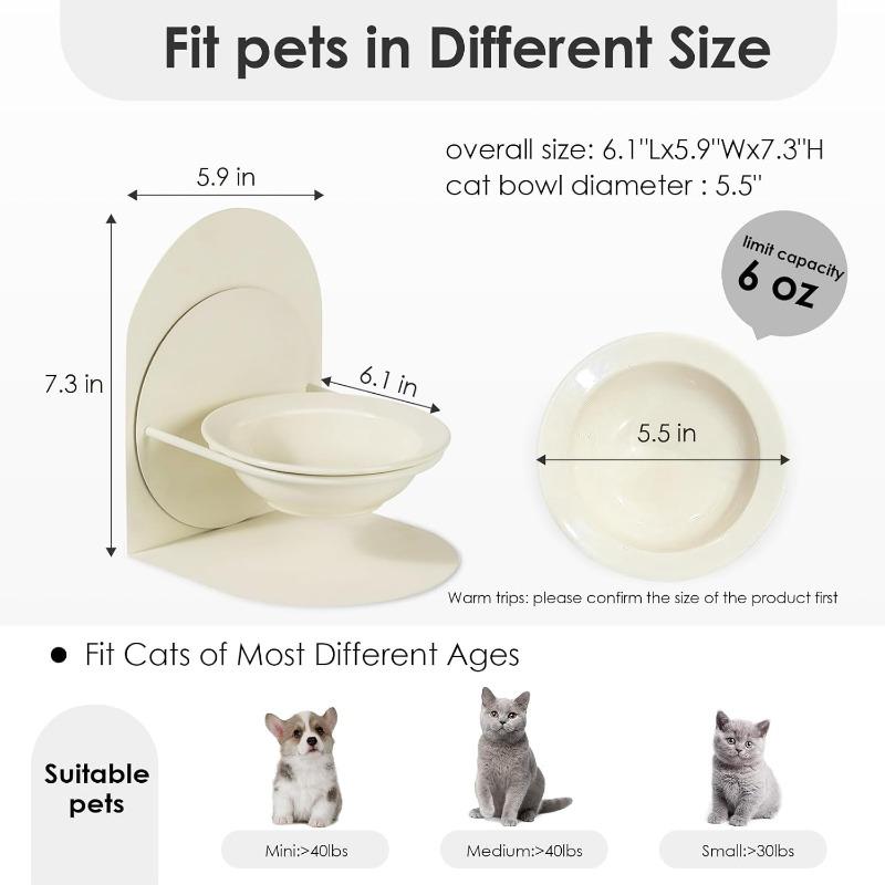 Elevated Tilted Cat Bowl for Indoor Cats Raised Ceramic Cat Food Bowl with Metal Stand Non-Slip Non-Spill Pet Food Bowl for Cat