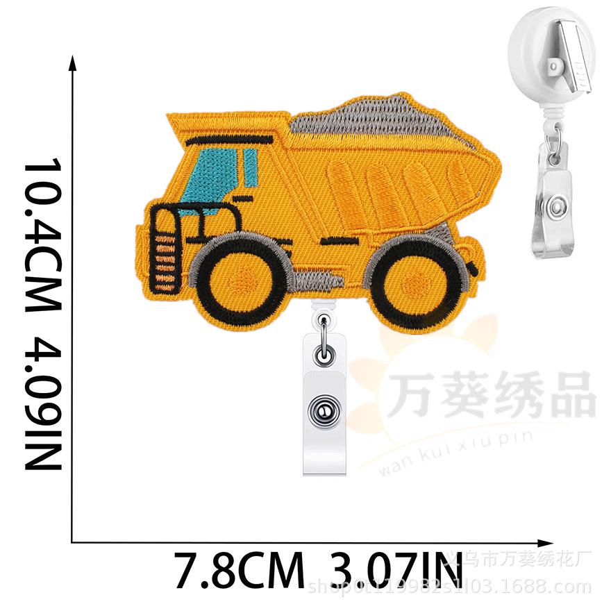 Car Easy-Pull Buckle Embroidery Cloth Sticker Cute Construction Vehicle Clothes Patch Sticker Crocodile Clip Truck Embroidery Chapter Boy