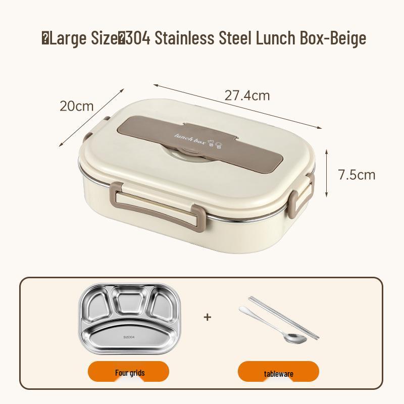 304 Stainless Steel Insulated Bento Lunch Box with Built-in Soup Bowl and Five Compartments