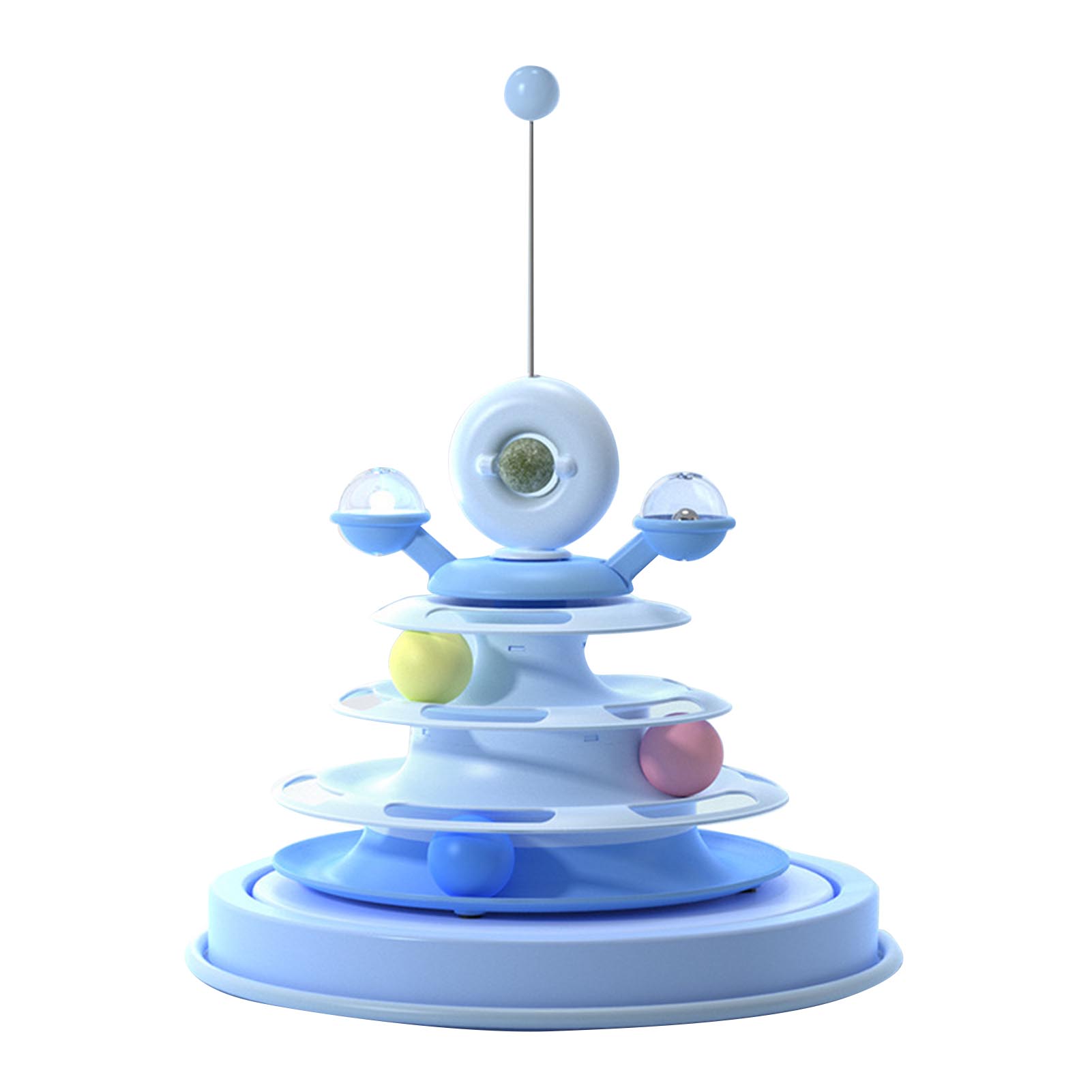 

Интерактивная игрушка для кошек 3 шариковых трека Безопасная Прочная Противоскользящая Легкая сборка Вращающаяся игрушка для котят для синий