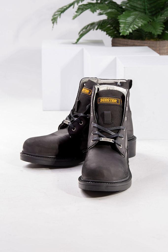 Men's Fashion Genuine Leather Flat Heeled Booties Bootie Genuine Nubuck Leather Waterproof Black Boots Shoes