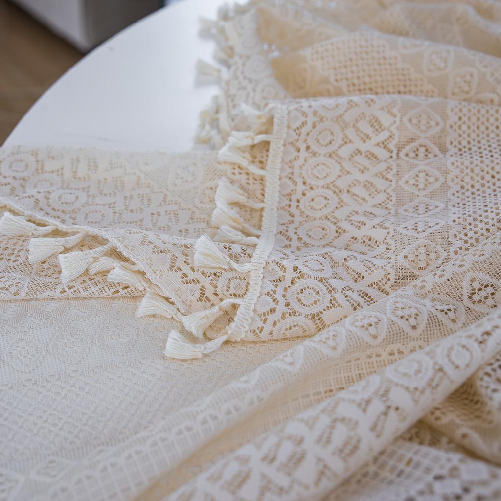 Curtain Finished Hollow Crochet Light Transmission American Country Balcony Bedroom Bay Window Retro Window Screen Curtain