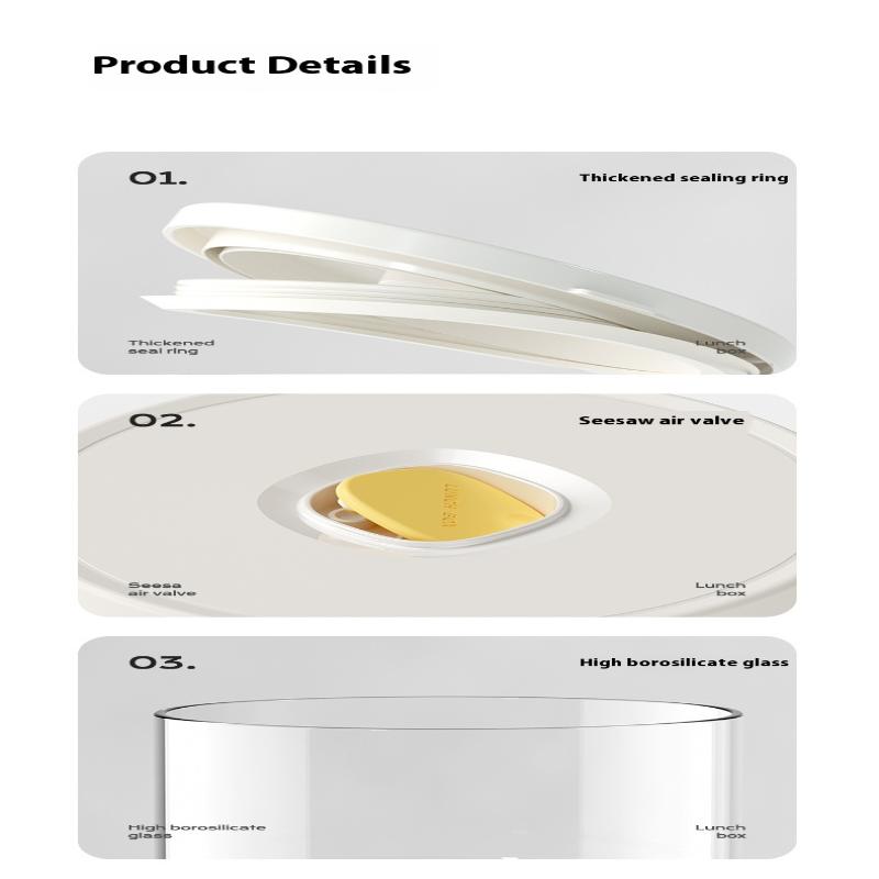 Glass Airtight Containers Heat Resistant Lunch Box Food Storage Box For Frozen Rice Salad Bowl