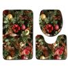 3D Christmas Bathroom Toilet Three-Piece Floor Mat Doormat Bathroom Carpet