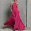 2026 European & American Spring/Summer Cotton Linen Blend Backless Sleeveless Long Dress