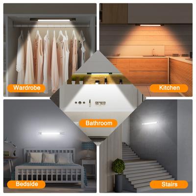 Luz de Armário com Sensor de Movimento Inteligente Regulável Luz de Guarda-Roupa Luz Sob Armário 3 Temperaturas de Cor com Sensor Rotativo