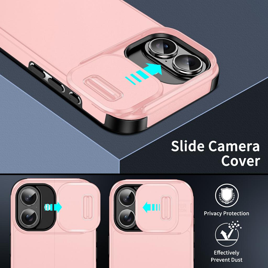 For iPhone 17 Case PC + TPU Shell with Slide Camera Phone Cover