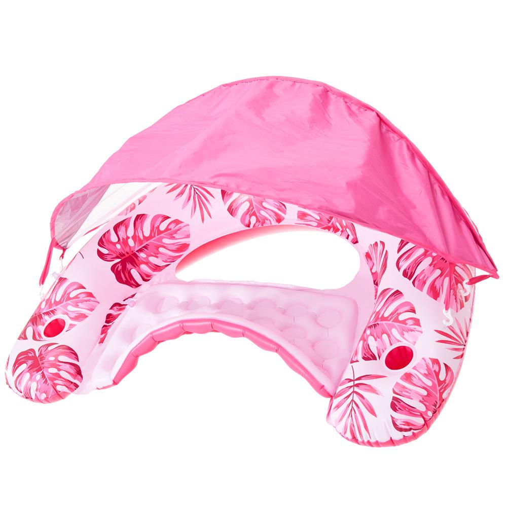 Plus Size Sequin Flamingo Backrest Swim Ring with Drink Holder & Handles