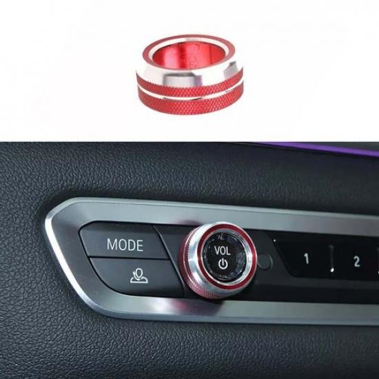 Inner Console Volume Switch Button Cover For BMW 3-Series G20 19-22 Red Aluminum