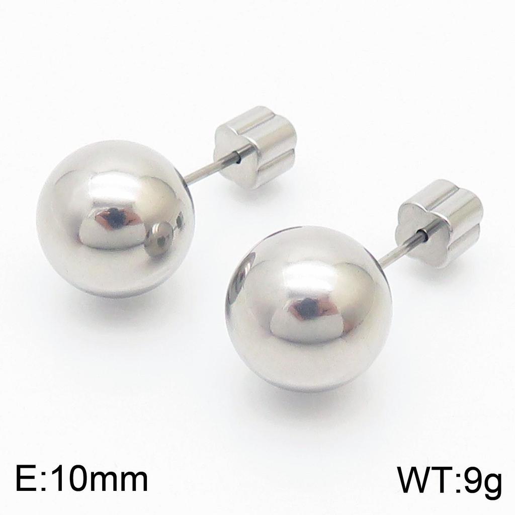 Europäische & Amerikanische Titanstahl Runde Perlen Damen Ohrstecker - Schlichte Streetstyle-Accessoires