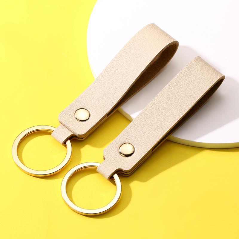 

Personalized PU Leather Minimalist Keychain Pendant - Elegant Bag & Car Accessory бежевый