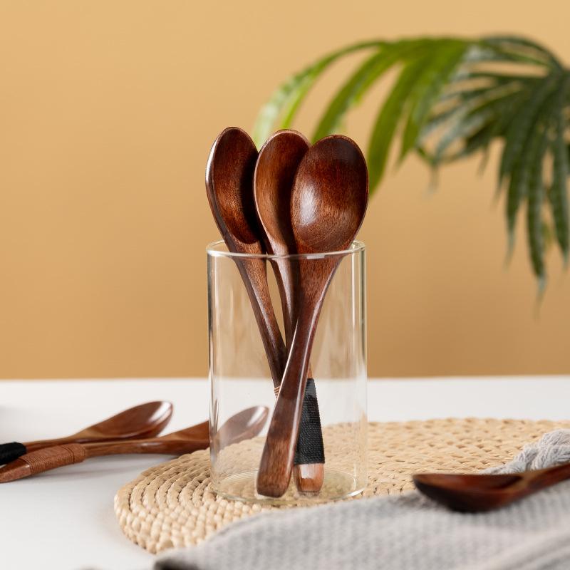 Linguriță mică de lemn Utensil Instrument Orez Supă Linguriță Lingură de desert Amestecare cafea Înghețată