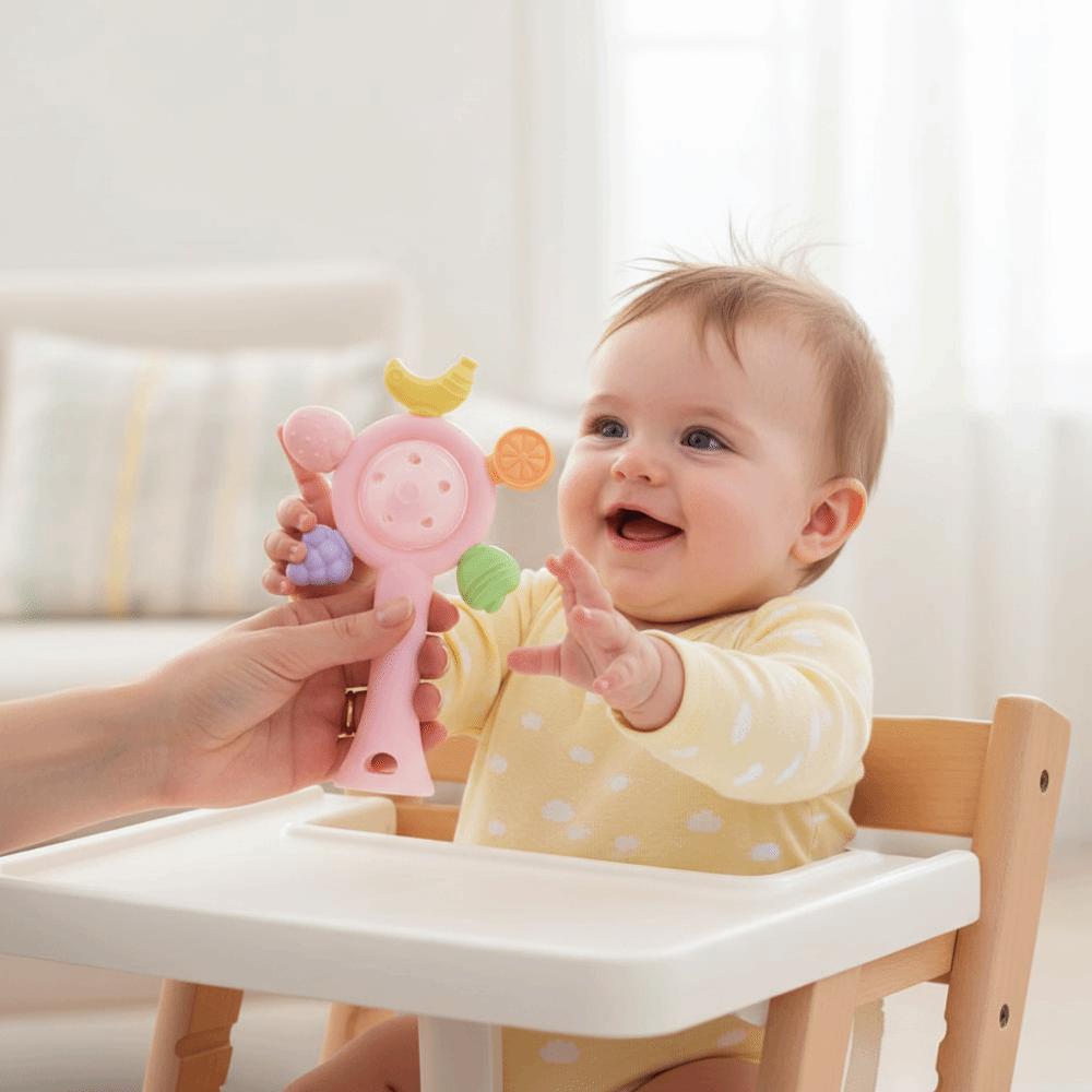 Safe Silicone Teether Candy Color Sensory Toys Cute Teething Ring Nursing
