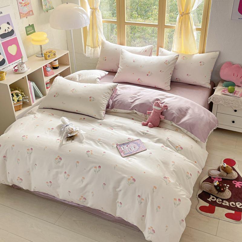 Elegant Blue Floral Pattern Duvet Cover Set 100% Cotton Soft Skin Friendly Queen Size Bedding Set Comforter Cover Pillowcases