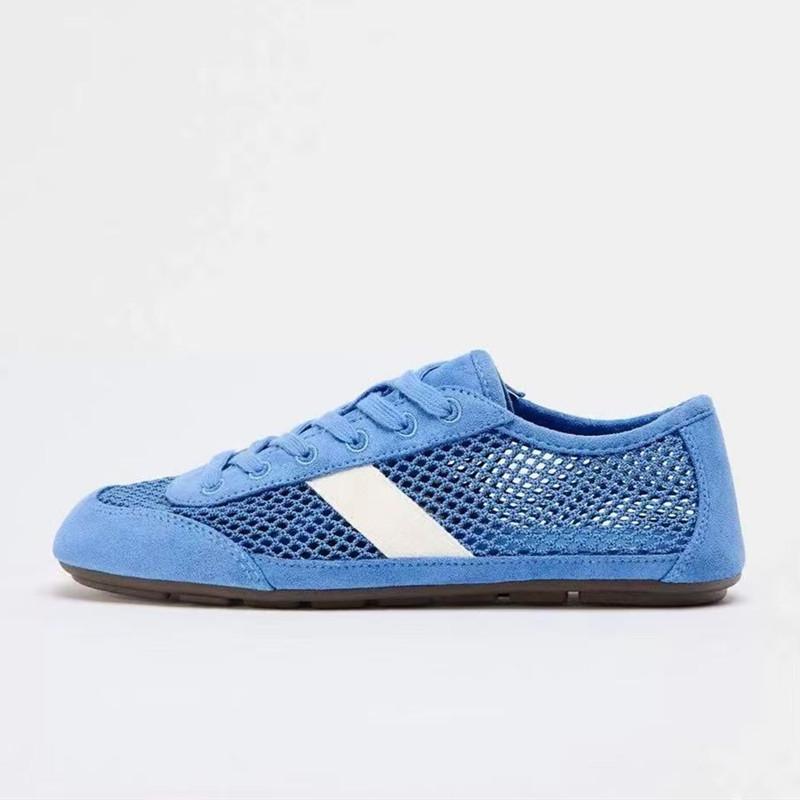 Fashion Mesh Breathable Lacing Flat Sneakers Women Lightweight Hollow Derby Sports Shoes Summer Autumn Running Shoes Cozy Ballet Flats
