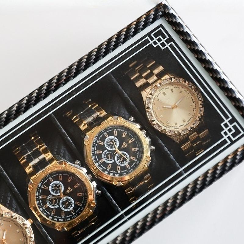High-Gloss Carbon Fiber Watch Storage Box, Wristwatch and Bracelet Display Case, Large Capacity Watch Collection Box, Christmas