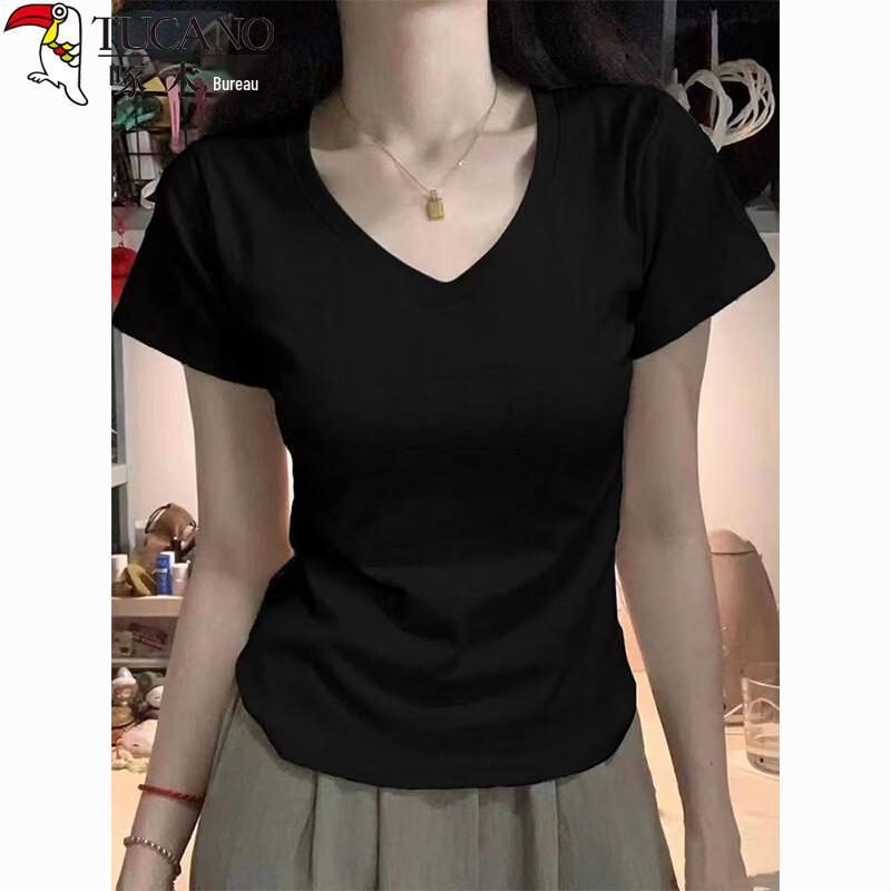 Women s V-Neck Slim Fit Short Sleeve T-Shirt L