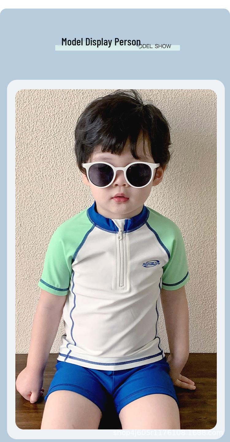 

Boys Quick-Dry Two-Piece Swimwear Set with Sun Protection for Kids and Students L (25-35 jin, 105-115CM)