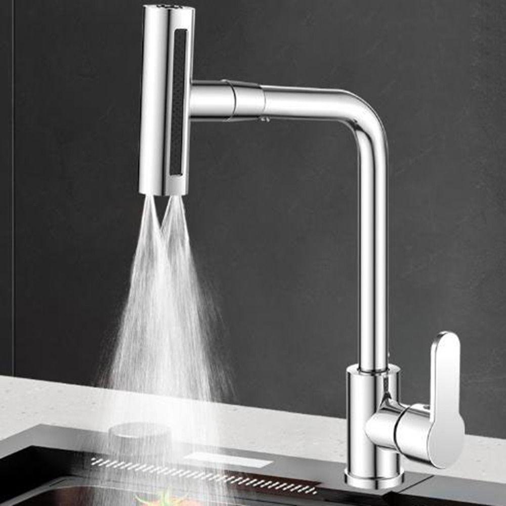 360°Rotating 4 Modes Waterfall Faucet Hot Cold Single Hole Sink Splash-proof Faucet  Deck Mounted