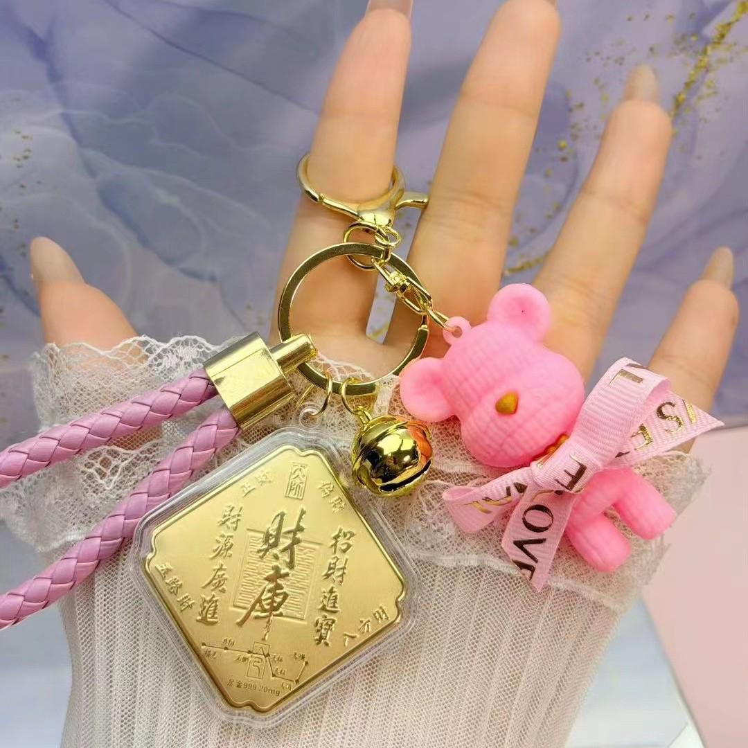999 Pure Gold Cartoon Keychain & Car Ornament Gold Foil