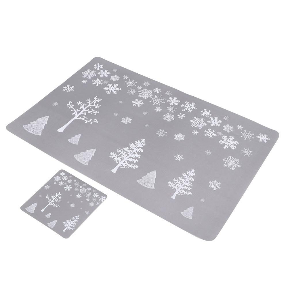 12pcs Christmas Printed Drinks Tea Cup Mats Coasters Teapot Placement Table Mat Decoration