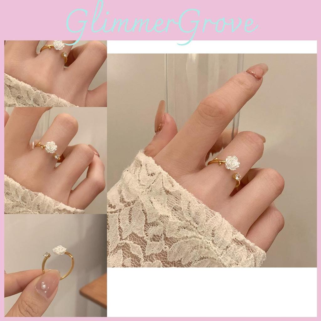 Elegant Camellia Flower Adjustable Copper Ring For Women Stylish And Unique Design