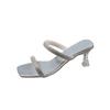 French Small Sandals To Wear Outside 2025 Summer New Niche High-end Rhinestone Thick Heels High Heels Fairy Word