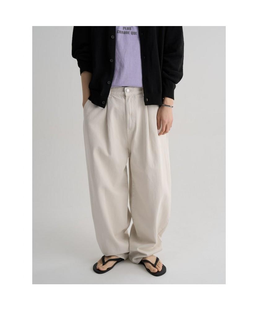 8SECONDS Structure Ivory Balloon Fit Denim Pants Ivory
