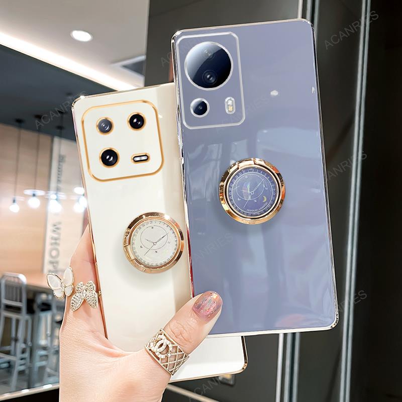 Xiaomi13 13lite Luxury Plating Ring Holder Stand Case For Xiaomi Mi 13 Lite Pro Ultra 5g Soft Silicone Back Cover On Xiomi Mi13