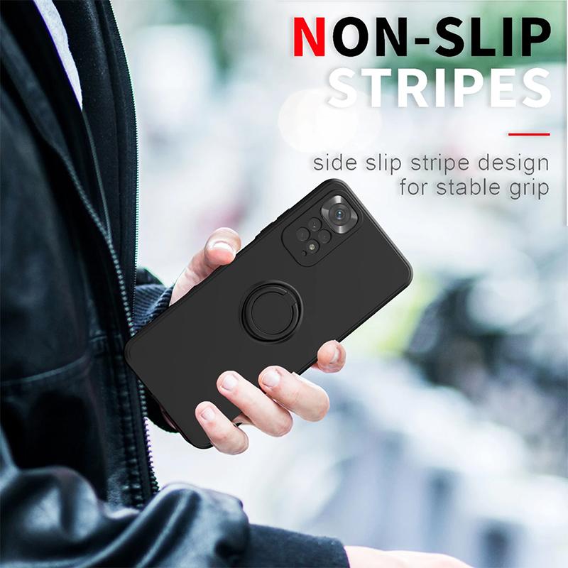 Liquid Silicone Ring Holder Soft Phone Case For Redmi Note 12 Pro 11 10 S 9S 9 Shockproof Back Cover For Xiaomi 11T 12T Pro Lite