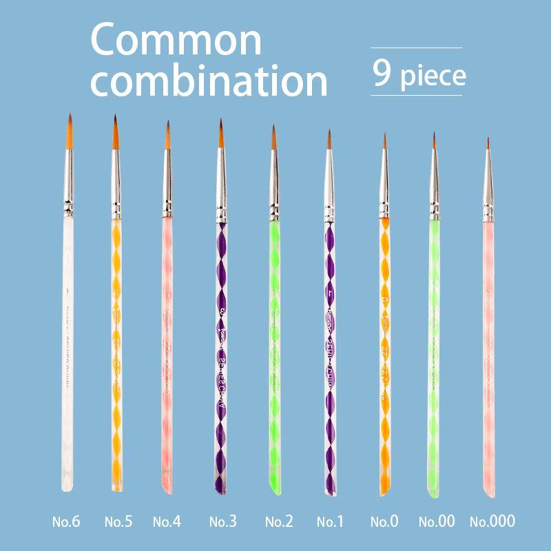 JOWOART Kunstpinsel mit sehr feiner Spitze, Nylonhaar, 9-teilig, Aquarell, transparente Farbe, Stab, Hakenlinie, Strichstift, Zeichnungszubehör