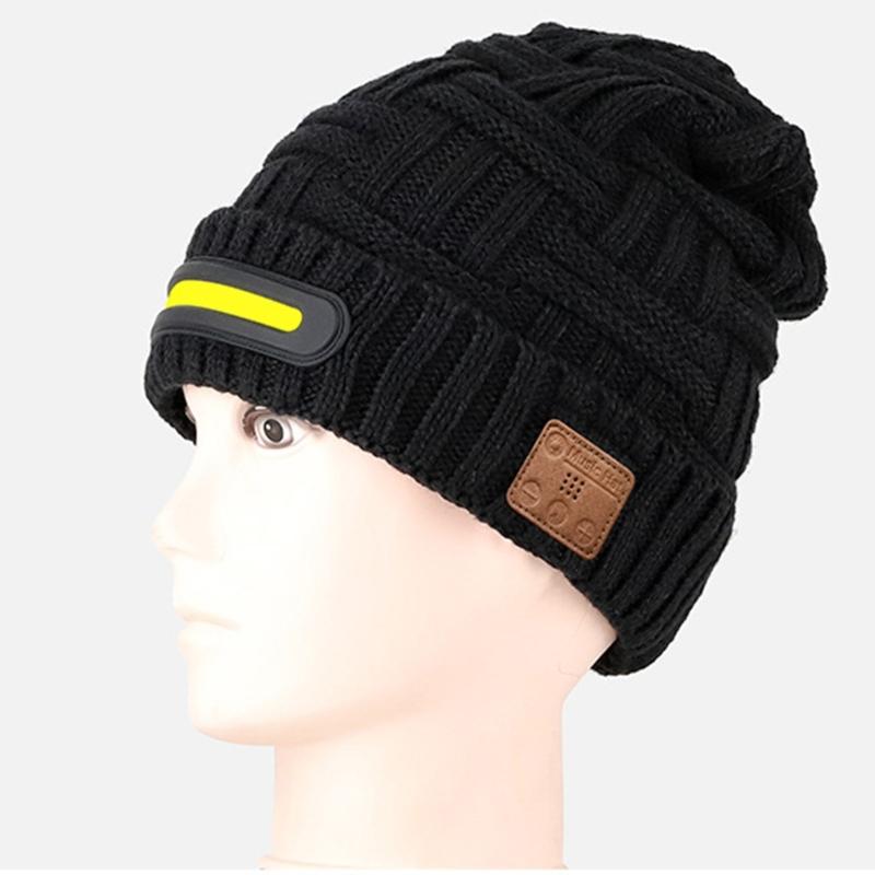 High Visibility LED Music Hat with Connectable Music Headphone Rechargeable Cap for Night Activity Safety Winter Warmth