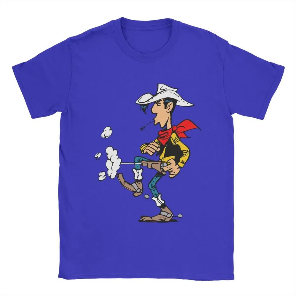 2026 Sommer Mode Trendiges T-Shirt Herren Damen Vintage Oberteil Lucky Luke T-Shirt Cartoon Baumwollkleidung Crazy Kurzarm Rundhals T-Shirt