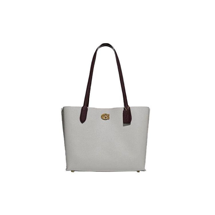 Coach Willow 28 Zipper Color Block Pebble Leather Tote Bag Women tote bags Gray Black C0692-B4TY5 Basic Set (Bag+Dust Bag)
