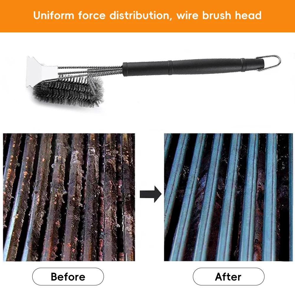 Barbecue Grill BBQ Brush Clean Tool Grill Accessories Stainless Steel Bristles Non-stick Cleaning Brushes Barbecue Accessories
