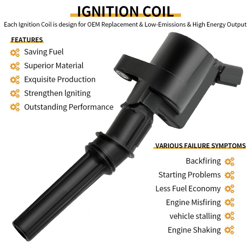 8 Pack Ignition Coils & 8x Spark Plugs For Ford F150 Lincoln 4.6L 5.4L V8 DG508 FD491 3W7Z-12029-AA