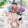 10Pcs Love Flower Balloons Valentine's Day Handheld Aluminum Foil Balloon Flowers Artificial Flower Balloon Best Gift for Party