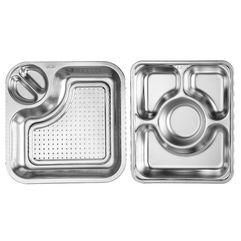 Stainless Steel Removable Dumpling Plates Creative Condiment Tray Food Fruits Fries Seasoning Plate Sauce Dish Kitchen Tableware