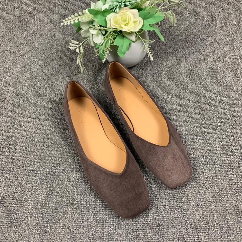 Fashion Flat Shoes for Women 2025 Spring Autumn Solid Square Toe Black Women's Shoes Large Size 43-44 Small Size 31-32 Ladies Shoes