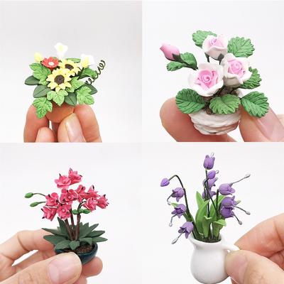 Mini Puppenhaus Miniatur Grüne Pflanze Blume im Topf Garten Accessoire