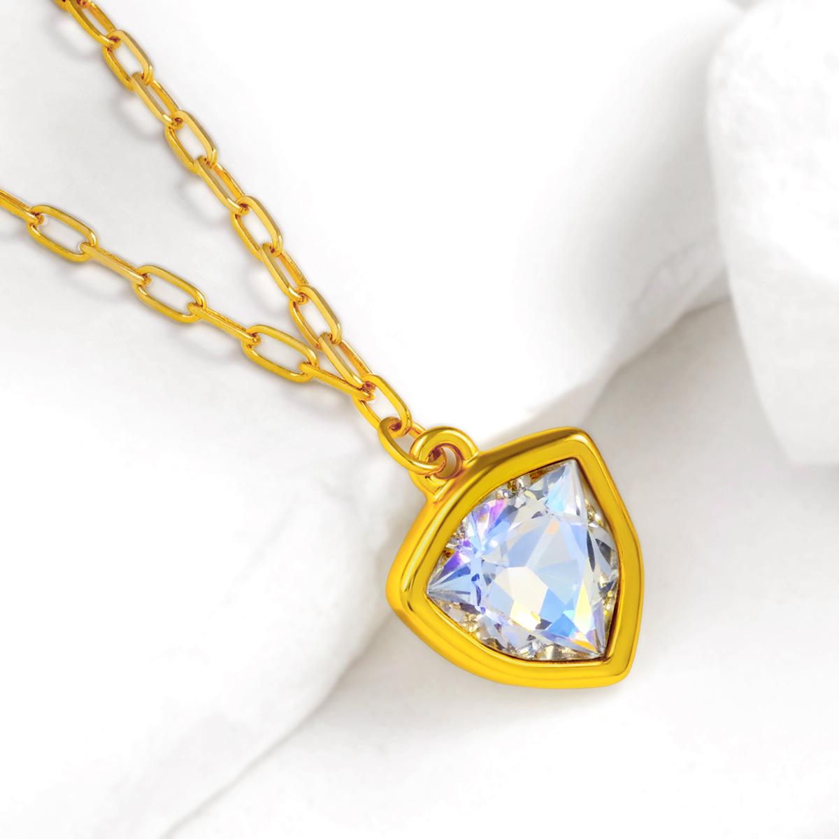 UNOde50 Heart Crystal Sweater Necklace - Exaggerated Square Design
