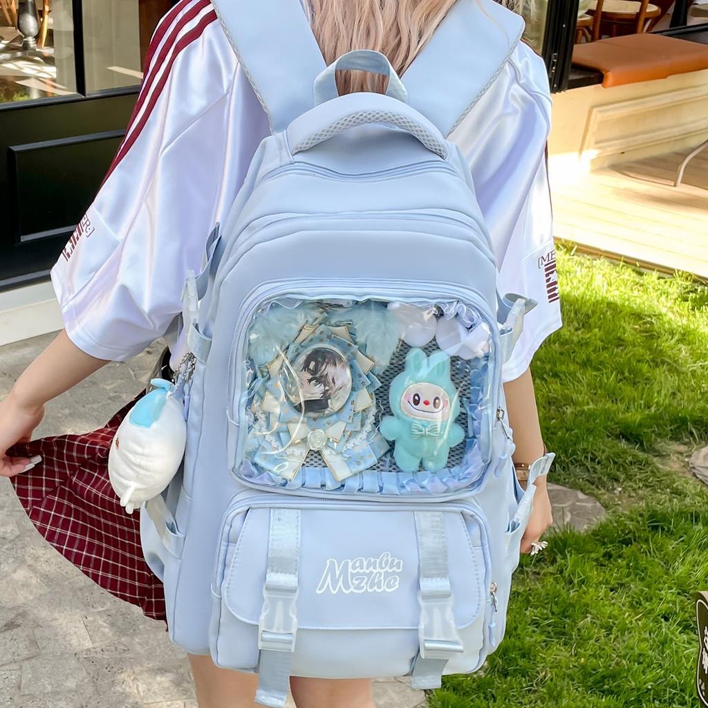 The schoolbag is fresh and cute, and the two-dimensional yuan bar is high school, high quality and large capacity.