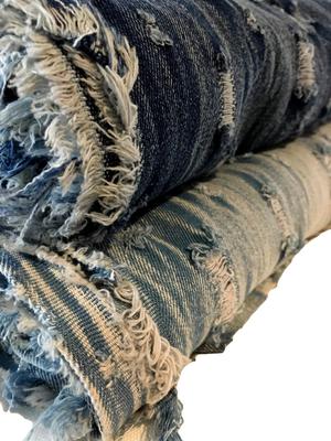 Tejido vaquero desgastado Reutilización de vaqueros Tejido vaquero azul marino oscuro de tejido desgastado, retazos, algodón, bolsos, monederos, DIY, (Conjunto 2, Color)