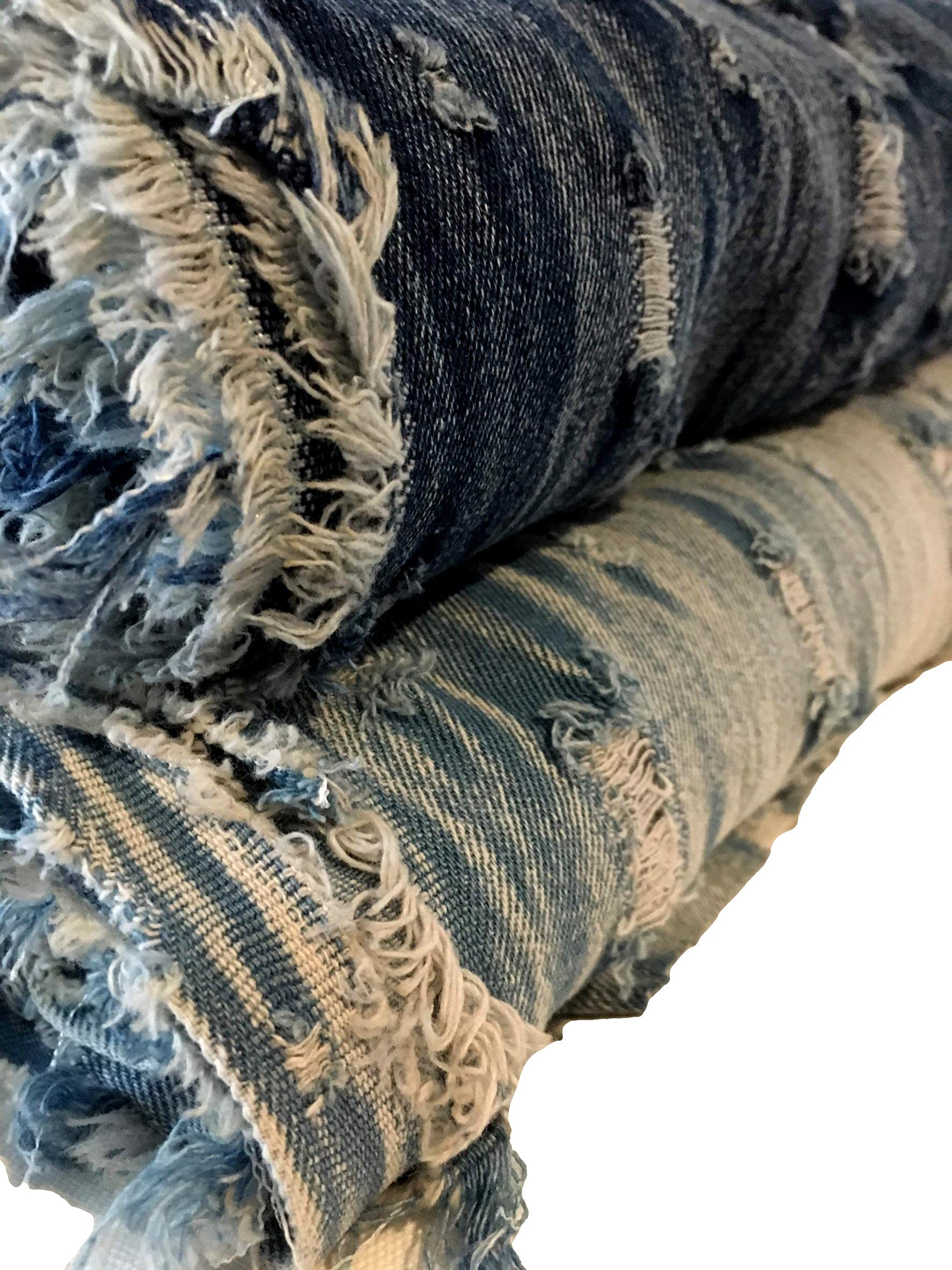 

Distressed Denim Fabric Denim Remake Dark Navy Denim Fabric of Distressed Fabric, Scraps, Cotton, Bags, Pouches, DIY, (Set 2, Color)